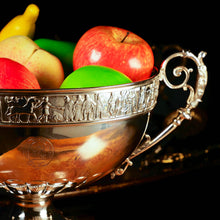 Load image into Gallery viewer, A Magnificent Victorian Solid Silver Centrepiece Bowl with Roman Frieze - Elkington 1899 - Artisan Antiques