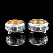 Load image into Gallery viewer, Antique Solid Silver Pair of Salt Cellars - Elkington 1887