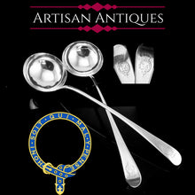 Load image into Gallery viewer, Antique Solid Silver Pair of Georgian Large Ladles, Sutherland Crest 1784/5
