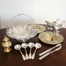 Load image into Gallery viewer, Antique Victorian Set of 4 Solid Silver Sauce Ladles/Spoons "Fiddle Thread & Shell" Pattern - Chawner & Co 1845