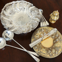 Load image into Gallery viewer, A Magnificent Georgian Pair of Solid Silver Gilt Charger/Platter Dishes (1kg+) - George Burrows 1824