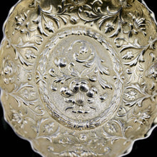 Load image into Gallery viewer, A Small Antique Victorian Solid Silver Bonbon/Nut/Pin Dish with Floral Chasing - William Comyns 1892