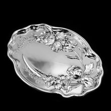 Load image into Gallery viewer, Antique Solid Sterling Silver Large Dish/Tray with Art Nouveau Floral Design - Thomas Bishton 1907 - Artisan Antiques