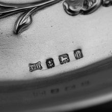 Load image into Gallery viewer, Antique Solid Sterling Silver Large Dish/Tray with Art Nouveau Floral Design - Thomas Bishton 1907 - Artisan Antiques