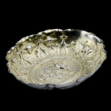 Load image into Gallery viewer, A Small Antique Victorian Solid Silver Bonbon/Nut/Pin Dish with Floral Chasing - William Comyns 1892