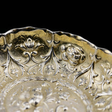 Load image into Gallery viewer, A Small Antique Victorian Solid Silver Bonbon/Nut/Pin Dish with Floral Chasing - William Comyns 1892