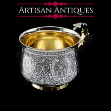 Load image into Gallery viewer, Antique Solid Silver French Mug/Cup with Fine Engravings - 19th Century