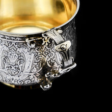 Load image into Gallery viewer, Antique Solid Silver French Mug/Cup with Fine Engravings - 19th Century