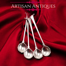 Load image into Gallery viewer, Antique Georgian Solid Silver Set of 4 Salt Spoons Onslow Pattern - c.1760