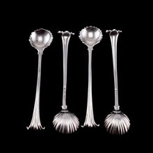 Load image into Gallery viewer, Antique Georgian Solid Silver Set of 4 Salt Spoons Onslow Pattern - c.1760