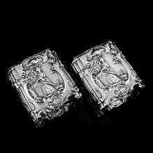 Load image into Gallery viewer, Antique Georgian Solid Sterling Silver Tea Caddy/Canister Pair with Chinoiserie Design - Tomas Heming 1752 - Artisan Antiques