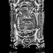 Load image into Gallery viewer, Antique Georgian Solid Sterling Silver Tea Caddy/Canister Pair with Chinoiserie Design - Tomas Heming 1752 - Artisan Antiques