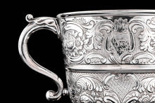 Load image into Gallery viewer, Antique Georgian Irish Solid Silver Large (1kg+) Two Handled Cup/Wine Cooler with Beautiful Floral Chasing - Dublin 1726