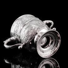 Load image into Gallery viewer, Antique Georgian Irish Solid Silver Large (1kg+) Two Handled Cup/Wine Cooler with Beautiful Floral Chasing - Dublin 1726