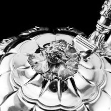 Load image into Gallery viewer, Antique Solid Silver Georgian Tea Set, 'Melon Shaped' with Floral Chasing - Robert Hennell 1826