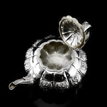 Load image into Gallery viewer, Antique Solid Silver Georgian Tea Set, 'Melon Shaped' with Floral Chasing - Robert Hennell 1826