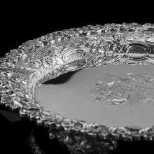 Load image into Gallery viewer, A Stunning English Georgian Solid Silver Salver Tray with Rococo Decoration - William Eaton 1818