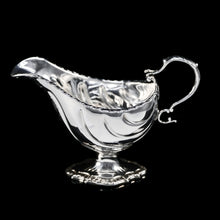 Load image into Gallery viewer, Antique Georgian Solid Sterling Silver Sauce Boat Nautilus Design Armorial Interest - William Shaw 1766 - Artisan Antiques