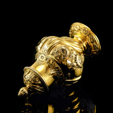Load image into Gallery viewer, Antique Georgian Solid Silver Gilt Tea Caddy / Sugar Caster, Baronet Coat of Arms (Heathcote) - Samuel Taylor 1753