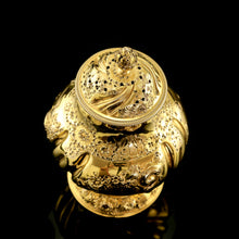 Load image into Gallery viewer, Antique Georgian Solid Silver Gilt Tea Caddy / Sugar Caster, Baronet Coat of Arms (Heathcote) - Samuel Taylor 1753