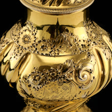 Load image into Gallery viewer, Antique Georgian Solid Silver Gilt Tea Caddy / Sugar Caster, Baronet Coat of Arms (Heathcote) - Samuel Taylor 1753