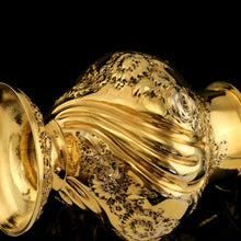 Load image into Gallery viewer, Antique Georgian Solid Silver Gilt Tea Caddy / Sugar Caster, Baronet Coat of Arms (Heathcote) - Samuel Taylor 1753