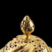 Load image into Gallery viewer, Antique Georgian Solid Silver Gilt Tea Caddy / Sugar Caster, Baronet Coat of Arms (Heathcote) - Samuel Taylor 1753