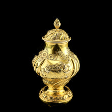 Load image into Gallery viewer, Antique Georgian Solid Silver Gilt Tea Caddy / Sugar Caster, Baronet Coat of Arms (Heathcote) - Samuel Taylor 1753
