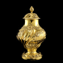 Load image into Gallery viewer, Antique Georgian Solid Silver Gilt Tea Caddy / Sugar Caster, Baronet Coat of Arms (Heathcote) - Samuel Taylor 1753
