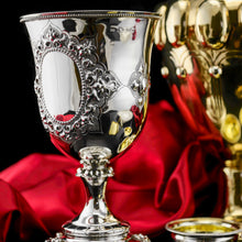 Load image into Gallery viewer, A Very Large Victorian Solid Silver Goblet/Cup, Gothic Decorations - Henry Holland 1868