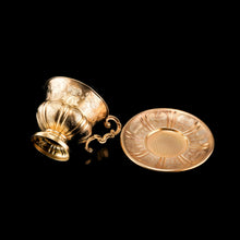 Load image into Gallery viewer, Antique Solid Silver Gilt Cup & Saucer with Fine Engravings - c.1880