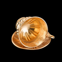 Load image into Gallery viewer, Antique Solid Silver Gilt Cup & Saucer with Fine Engravings - c.1880