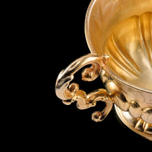 Load image into Gallery viewer, Antique Solid Silver Gilt Cup & Saucer with Fine Engravings - c.1880