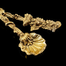 Load image into Gallery viewer, Antique Georgian Solid Silver Gilt Salt/Coffee Spoons with Rococo Decoration - London, 1824/7