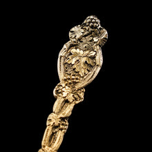 Load image into Gallery viewer, Antique Victorian Solid Silver Gilt Teaspoons with Magnificent Grape Vine Design - Charles Boyton 1883