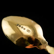 Load image into Gallery viewer, Antique Victorian Solid Silver Gilt Teaspoons with Magnificent Grape Vine Design - Charles Boyton 1883