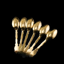 Load image into Gallery viewer, Antique Victorian Solid Silver Gilt Teaspoons with Magnificent Grape Vine Design - Charles Boyton 1883