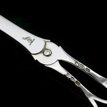 Load image into Gallery viewer, Antique Victorian Solid Silver Grape Scissors with Fine Engravings - John Gilbert 1865