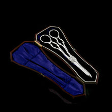 Load image into Gallery viewer, Antique Victorian Solid Silver Grape Scissors with Fine Engravings - John Gilbert 1865