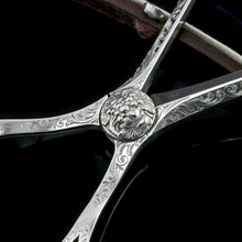 Load image into Gallery viewer, Antique Victorian Solid Silver Grape Scissors with Fine Engravings - John Gilbert 1865