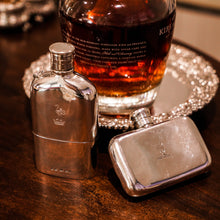 Load image into Gallery viewer, Antique Victorian Solid Silver Curved Hip Flask - London 1864