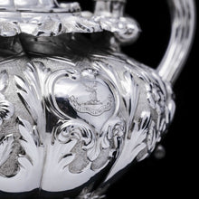 Load image into Gallery viewer, RESERVED - A Spectacular Antique Solid Silver Tea Set/Service with Highly Decorative Embossed/Chased Design - R W Smith 1837 - Artisan Antiques