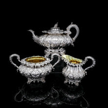 Load image into Gallery viewer, RESERVED - A Spectacular Antique Solid Silver Tea Set/Service with Highly Decorative Embossed/Chased Design - R W Smith 1837 - Artisan Antiques