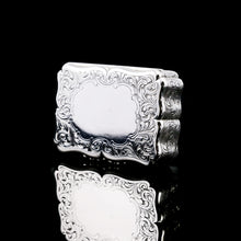 Load image into Gallery viewer, A Large Antique Victorian Solid Sterling Silver Table Snuff Box with Intricate Engravings - Edward Smith 1853