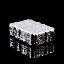Load image into Gallery viewer, A Large Antique Victorian Solid Sterling Silver Table Snuff Box with Intricate Engravings - Edward Smith 1853
