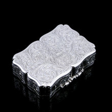 Load image into Gallery viewer, A Large Antique Victorian Solid Sterling Silver Table Snuff Box with Intricate Engravings - Edward Smith 1853