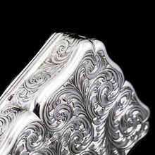 Load image into Gallery viewer, A Large Antique Victorian Solid Sterling Silver Table Snuff Box with Intricate Engravings - Edward Smith 1853