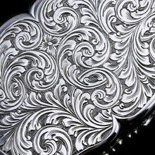 Load image into Gallery viewer, A Large Antique Victorian Solid Sterling Silver Table Snuff Box with Intricate Engravings - Edward Smith 1853