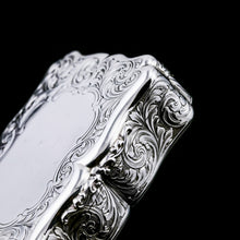 Load image into Gallery viewer, A Large Antique Victorian Solid Sterling Silver Table Snuff Box with Intricate Engravings - Edward Smith 1853