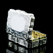 Load image into Gallery viewer, A Large Antique Victorian Solid Sterling Silver Table Snuff Box with Intricate Engravings - Edward Smith 1853